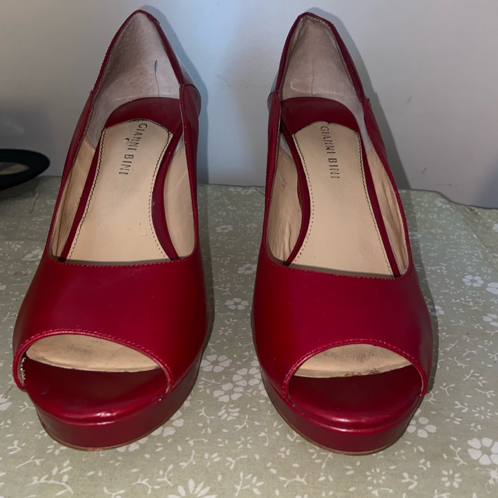 Gianni Bini Cherry Red Peep Toe Heels